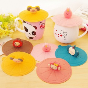 Windfall Lovely Animal Lid Watertight Silicone Cup Lid Cover Mug Cap Block dust Leakproof Lid 10.8cm Silicone Leakproof Dustproof Sealed Coffee Mug Cup Lid Cover